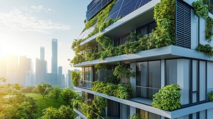 Modern Eco-Friendly Building with Vertical Garden in Urban Setting