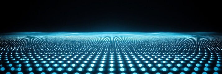 Abstract Glowing Spheres on a Dark Background, Hexagon Grid Lines, Futuristic Network Connection