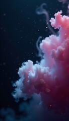 Tiny particles float in a dense cloud of smoke against the dark backdrop, mist, air