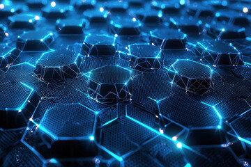 Obraz premium Futuristic hexagonal digital surface with glowing blue network connections