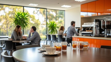 Modern cafe lounge with diverse people relaxing and enjoying drinks