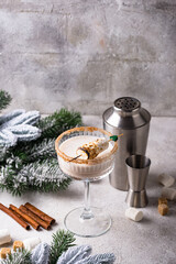 Christmas cocktail with toasted marshmellow