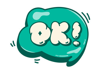 Comics speech bubble with OK text. Vector color cartoon illustration in pop art style.