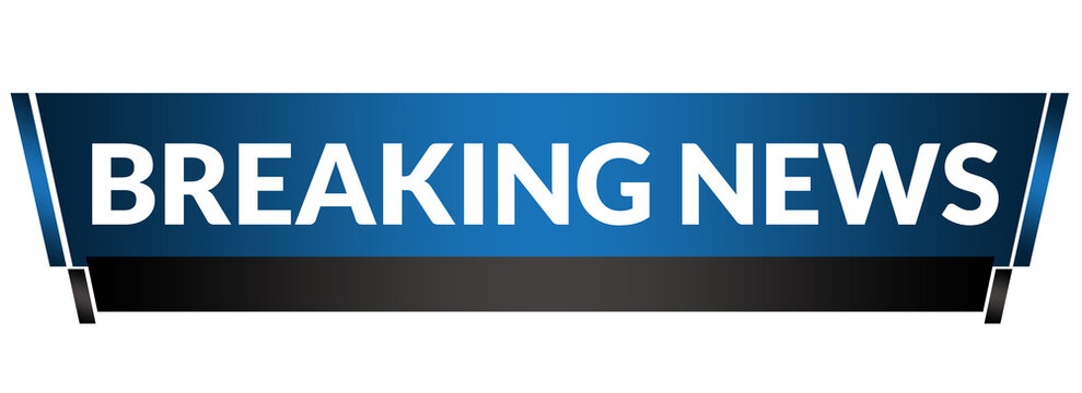 Blue Breaking News Label Banner title frame