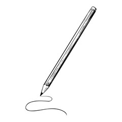 Black and White crayon. Pencil draws a line. Vector monochrome Sketch School or Education Themed Drawing. Back to school hand drawn doodle clipart. Stationery supplies.