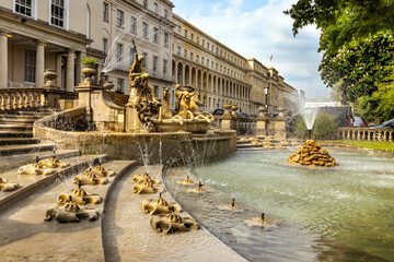 The wonderful Neptune fountain in Cheltenham town centre, England