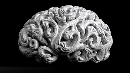 Ultra-detailed 3D model of a brain, smooth and polished, set against a monochromatic gradient background 