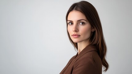 Fototapeta premium Professional Woman in Brown BlazerFictional Character Created By Generative AI
