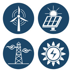 Sustainable Energy Solutions &ndash; Icon Set in Vector