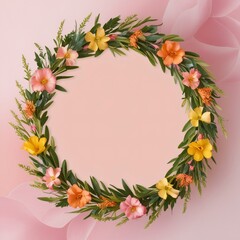 Obraz premium Delicate flowers in wreath