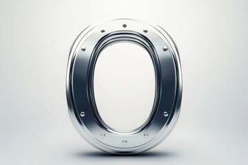 Fototapeta premium Realistic Silver Number Zero Sign Isolated on Simple Background for Creative Design Projects