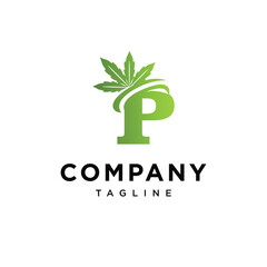 Letter P Cannabis Logo Icon Vector