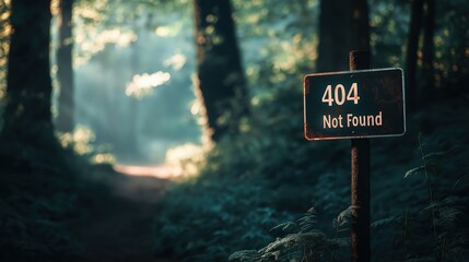 Mysterious Forest Path with Warning Sign