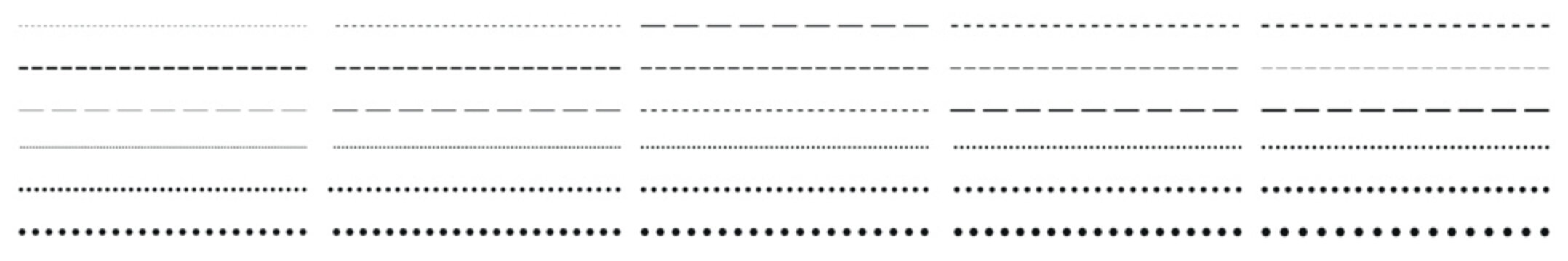 Dotted and dashed line dividers collection vector