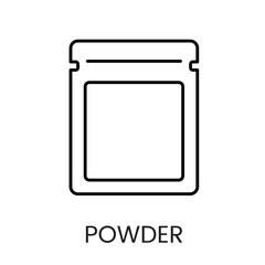 A sachet style powder package icon in vector, representing powdered drugs or supplements, with an editable stroke