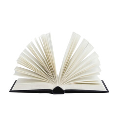 Fototapeta premium Open book with pages fanned out, blank pages.