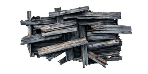 Pile of weathered gray wood planks.  Texture background.