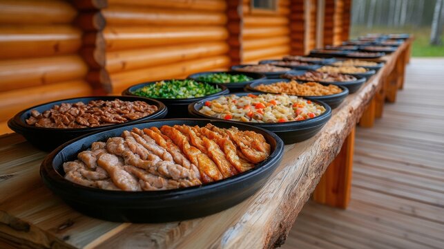 a traditional Yakutian feast, with local delicacies like stroganina