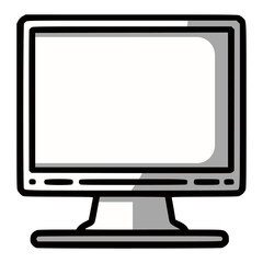 computer monitor PC screen LED technology flat color vector illustration template design