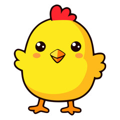 cute little chicken farm animal pet flat color vector illustration template design