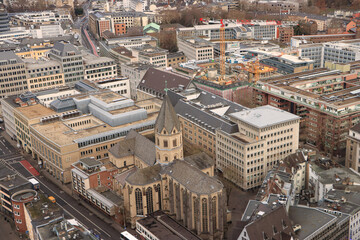 K&ouml;ln am Rhein; Blick vom Dom auf nach Westen auf St. Andreas an der Kom&ouml;dienstra&szlig;e