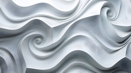 Obraz premium Abstract swirling patterns in white create a dynamic and textured visual experience.