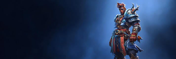 a character customization screen in a role-playing game - where a player is engaged in selecting various attributes blue background