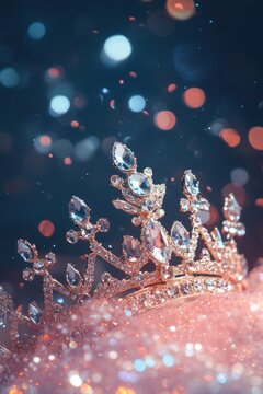 Tiara with stones on a beautiful background. Selective focus.