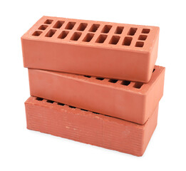 Red bricks isolated on white. Construction material