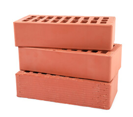 Red bricks isolated on white. Construction material