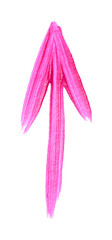 One pink drawn arrow isolated on white
