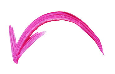 One pink drawn arrow isolated on white