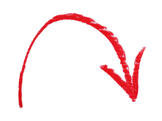 One red drawn arrow isolated on white