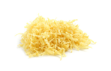 Pile of lemon zest isolated on white