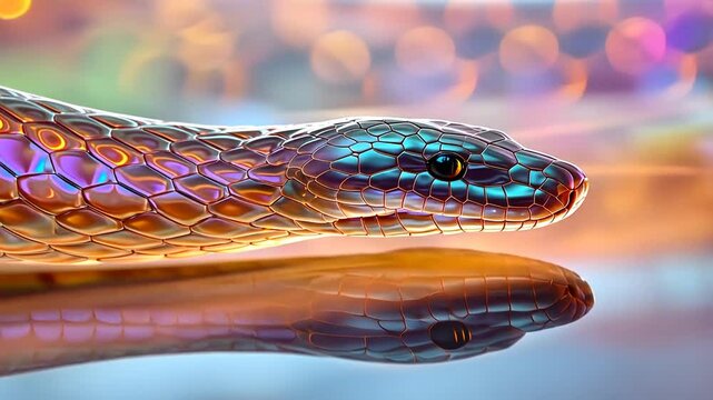 Python Scales Side View with Light Reflection