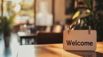 Warm Welcome Sign in Cozy Interior Space