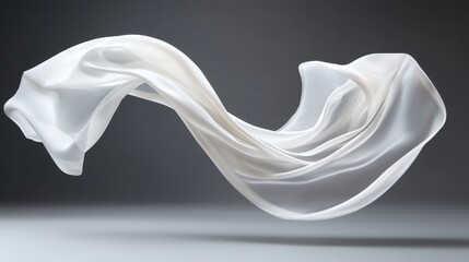 Flowing white fabric suspended in midair against a dark background