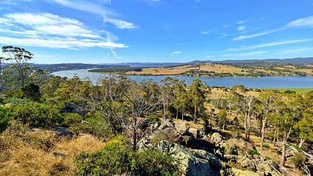 River Tamar from Bradys Lookout State Reserve, Tasmania, Australia.