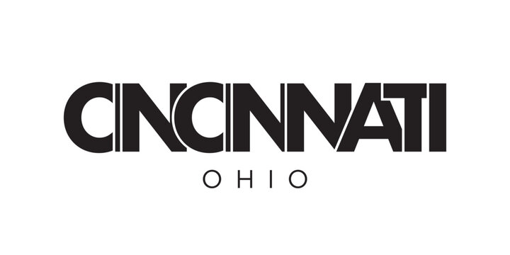Cincinnati, Ohio, USA typography slogan design. America logo with graphic city lettering for print and web.