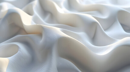 Obraz premium A close-up view of soft, flowing white fabric creating elegant waves and textures.