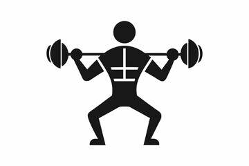Fitness Icon Silhouette Vector - Black Workout Symbol On White Background,gym symbol, exercise icon, fitness equipment silhouette.