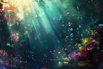 Fototapeta premium Sunlit Abyss: A Glimpse into the Ocean's Depths