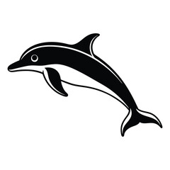 Fototapeta premium dolphin silhouette vector art illustrator white background