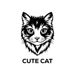 Simple line icon design of puppy and kitten. Cute little cartoon dog and cat vector illustration