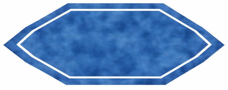 Blue heptagon label, textured background
