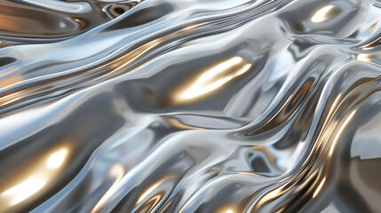 A close-up of a smooth, reflective metallic surface with flowing patterns.