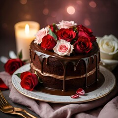 wedding cake with roses