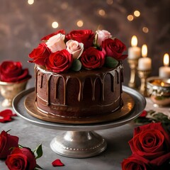 chocolate cake with rose