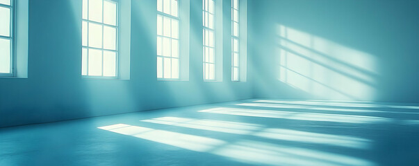 Obraz premium Sunlit Room Interior, Windows, Floor, Shadows, Design