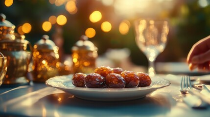 Elegant Dessert Platter with Candied Fruits Against Soft Lighting